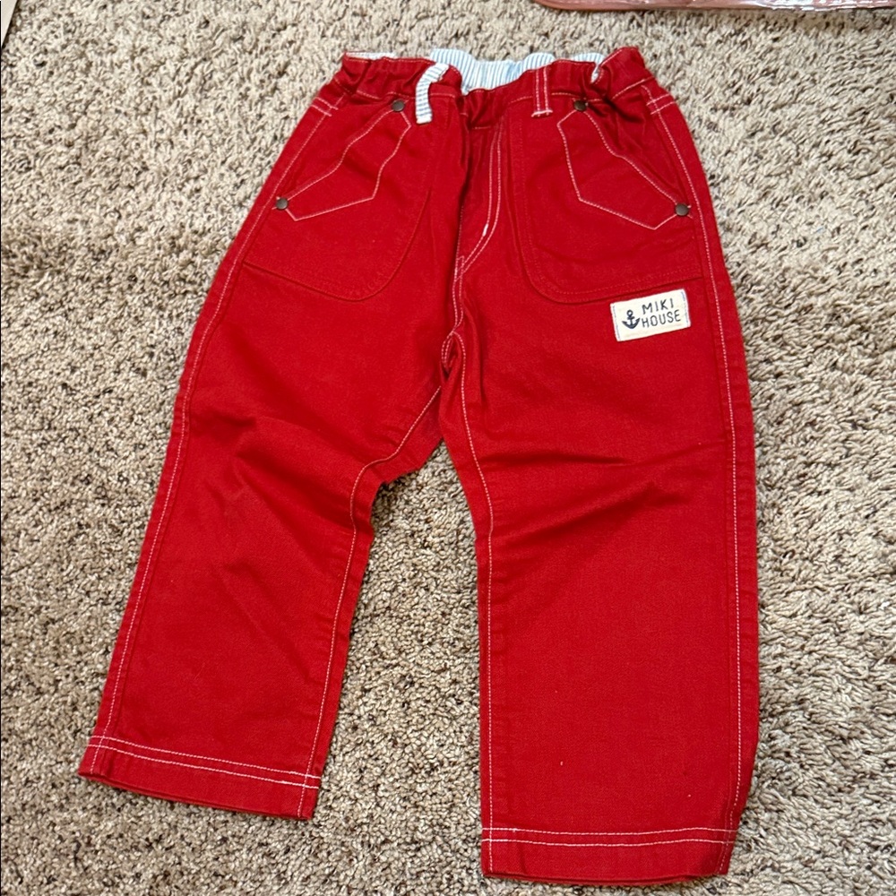 Miki House Red Kids Casual Pants